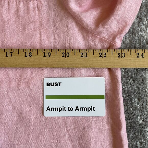 Chadwick's Button-Up Top Women Size 16 Pink 100% Linen Long Sleeve Pocket - Picture 9 of 12